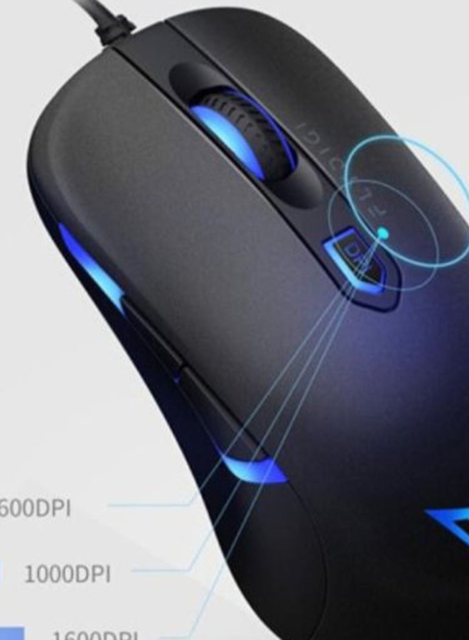 FlyDigi - M1 Wired Gaming Optical Mouse Black/Blue - Image 1