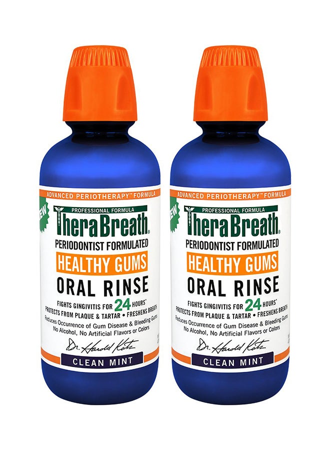 TheraBreath Pack Of 2 Clean Mint Oral Rinse 