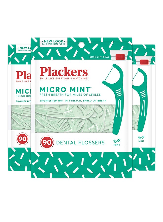 Pack Of 3 Micro Mint Dental Floss Picks Green - v1576219127/N32720228A_3