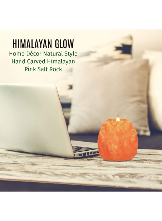 Himalayan Glow - Himalayan Glow Salt Candle Holder Orange 3.2 x 3.8 x 2.8inch - Image 1