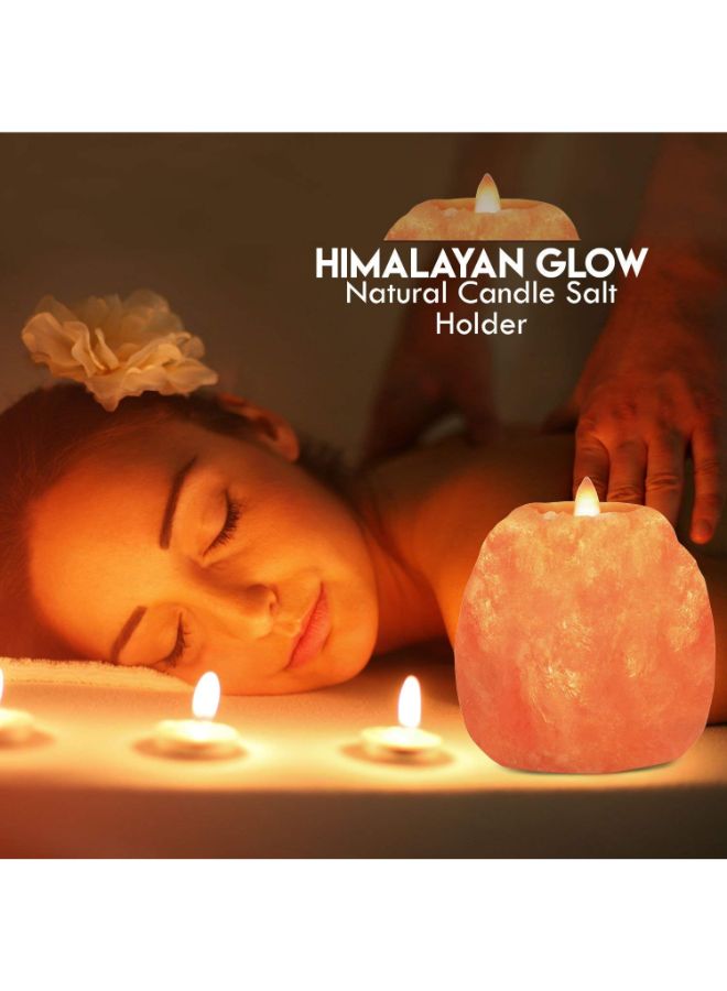Himalayan Glow - Himalayan Glow Salt Candle Holder Orange 3.2 x 3.8 x 2.8inch - Image 1