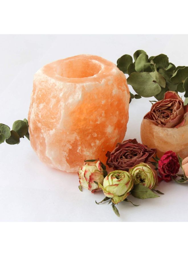 Himalayan Glow - Himalayan Glow Salt Candle Holder Orange 3.2 x 3.8 x 2.8inch - Image 1