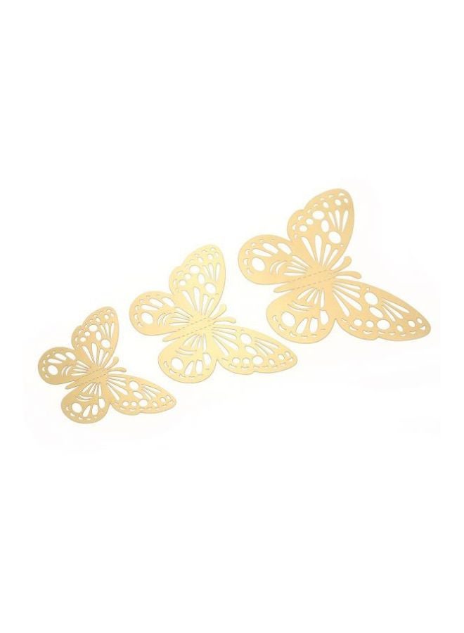 12-Piece 3D Butterfly Wall Sticker Gold