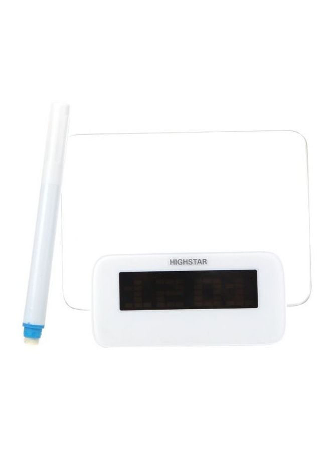 Digital Message Board Alarm Clock With Pen White/Black/Blue