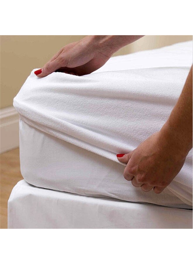 Waterproof Mattress Protector Cotton Blend White 150X200X30cm - v1576222175/N29886822A_3