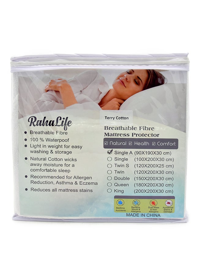 Waterproof Mattress Protector Cotton Blend White 150X200X30cm - v1576222176/N29886822A_5