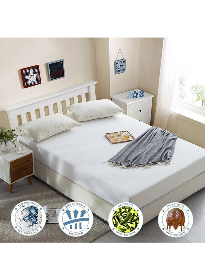 Waterproof Mattress Protector Cotton Blend White 150X200X30cm - v1576222176/N29886822A_7