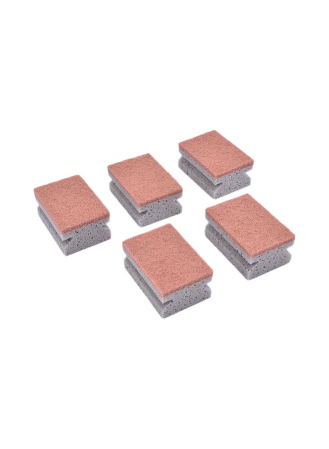 Home Concept 5-Piece Kitchen Cleaning Scourer Sponge Set Grey/Brown 10x7x24cm 