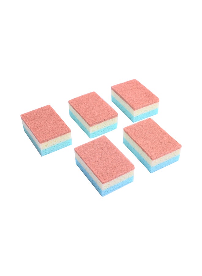 Home Concept 5-Piece Kitchen Cleaning Scourer Sponge Set Multicolour 10x7x20cm 