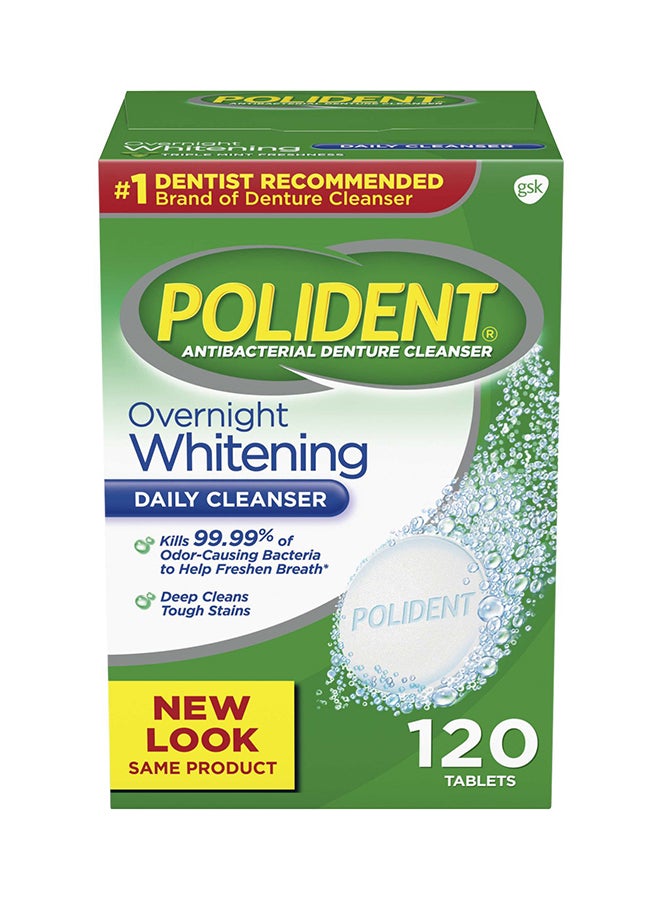 Polident 120 Count Antibacterial Denture Cleanser Tablet