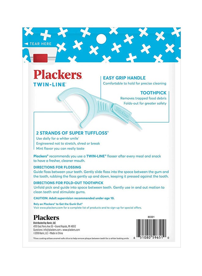 بلاكرز مجموعة مكونة من 3 عبوات خيط  تنظيف الأسنان المزدوج بالنعناع المنعش - 75 قطعة أزرق - Image 4