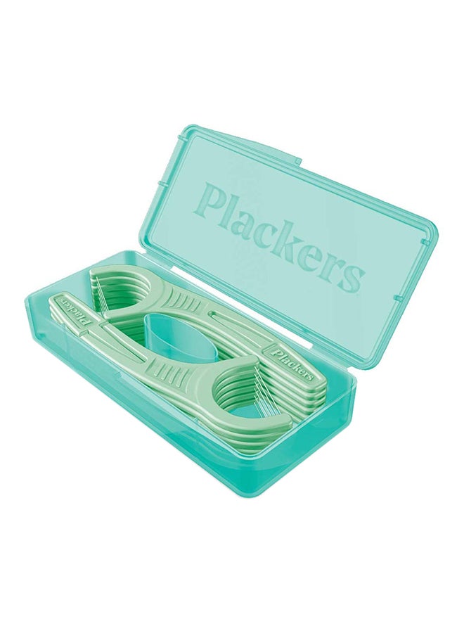 بلاكرز مجموعة من 6 خيوط تنظيف الأسنان مايكرو مينت مع حافظة للسفر أخضر - Image 1