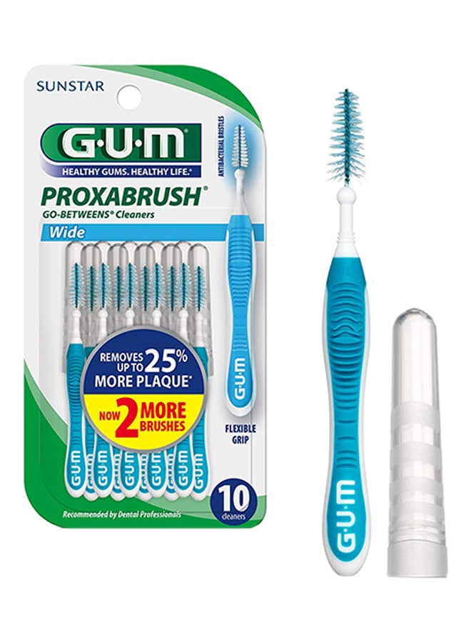Gum 10-Piece Proxabrush Go-Betweens Wide Interdental Brush Set Blue/Clear - Image 1