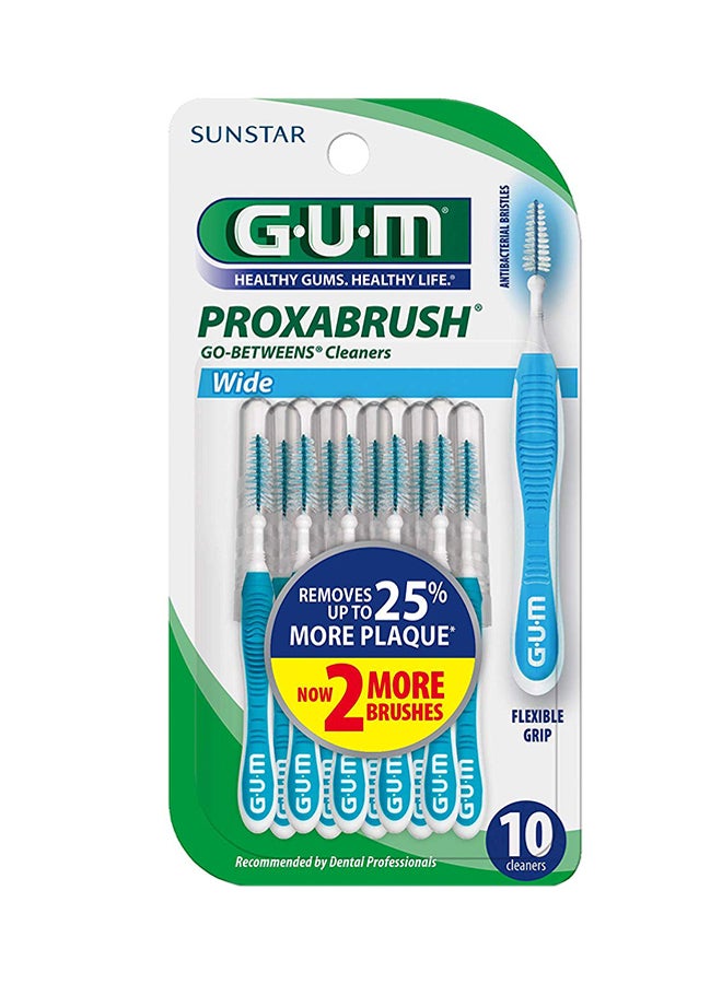 Gum 10-Piece Proxabrush Go-Betweens Wide Interdental Brush Set Blue/Clear - Image 2