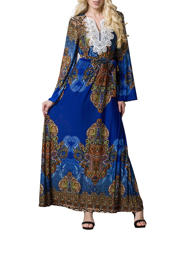 Graphic Printed Long Sleeve Maxi Dress Multicolour  - Image 1