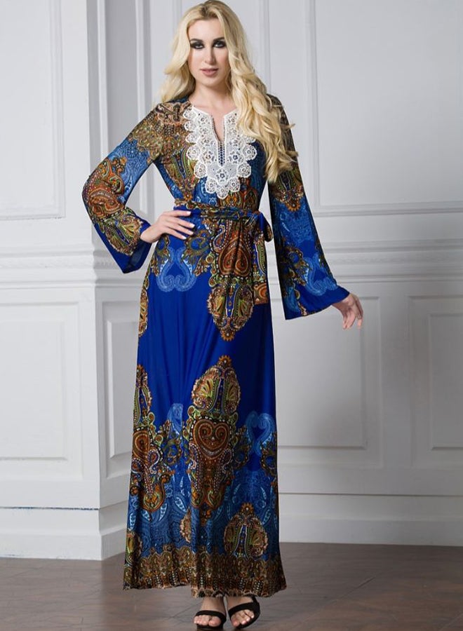 Graphic Printed Long Sleeve Maxi Dress Multicolour  - Image 3