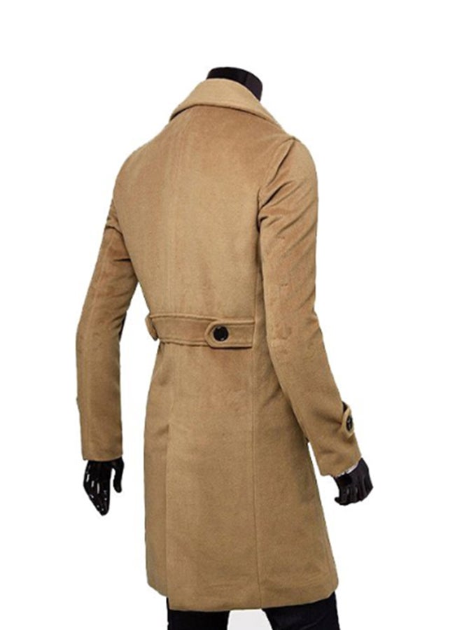 Long Sleeve Double Breasted Trench Coat Khaki  - Image 2