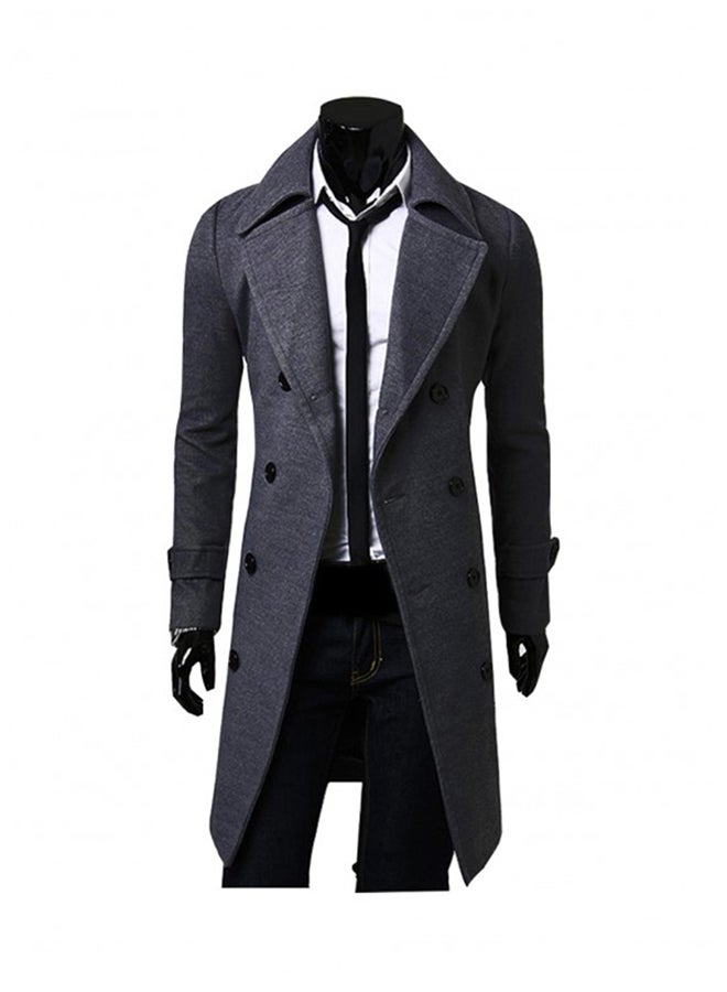 Long Sleeve Double Breasted Trench Coat Grey  - Image 1