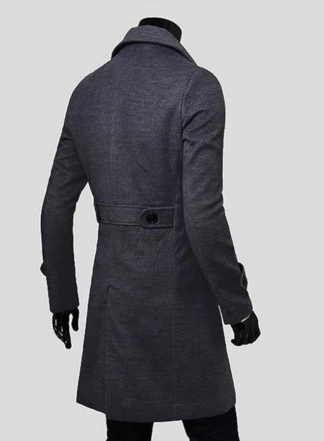 Long Sleeve Double Breasted Trench Coat Grey  - Image 2