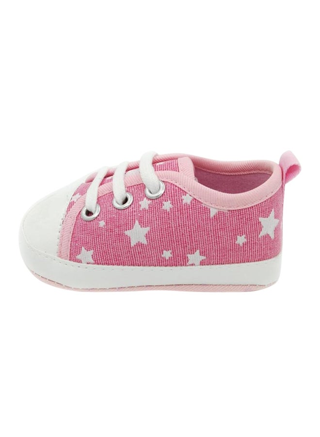 Canvas Lace Up Bootsies Pink  - Image 1