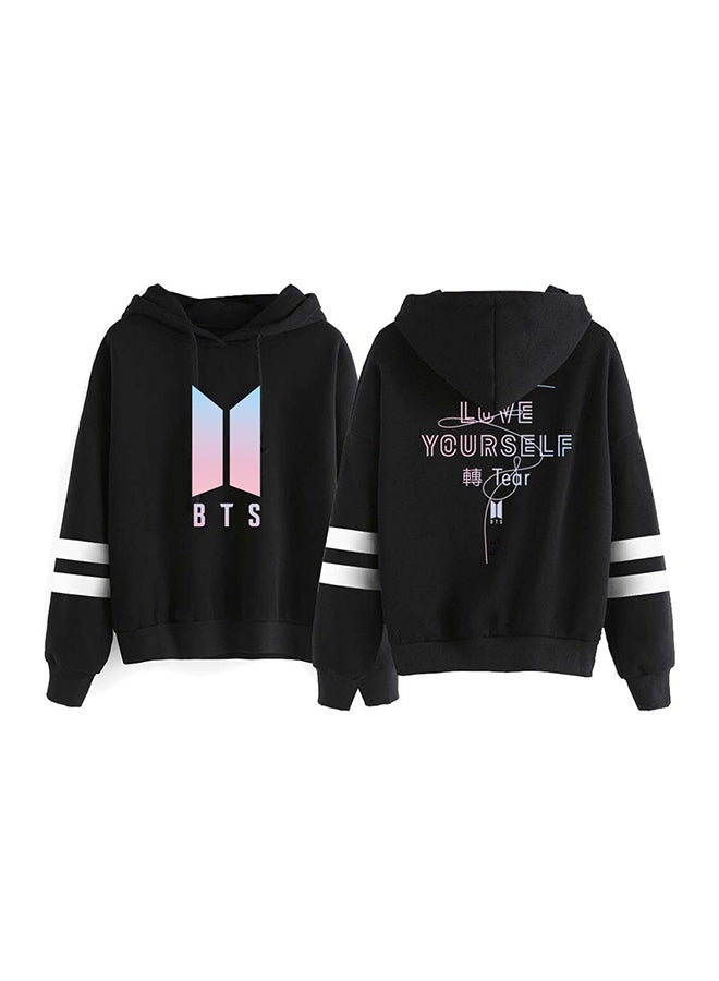 Cotton BTS Logo Printing Hoodie Black - Image 2