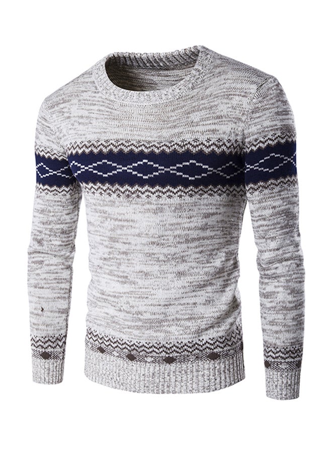 Generic Casual Loose Folk Pattern Sweater Grey  - Image 1