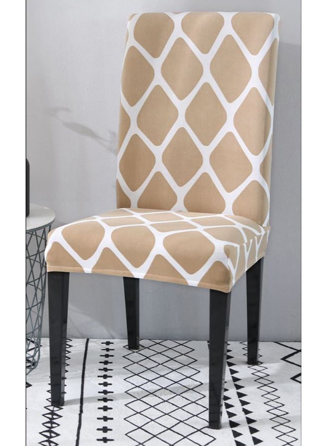 Plain Check Pattern Dust Proof Chair Cover Beige/White 