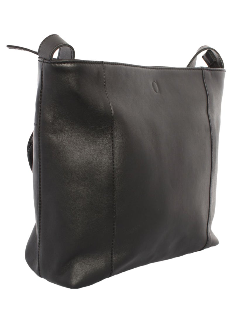 Alfa Leather Co. Solid Pattern Crossbody Bag Black - Image 4