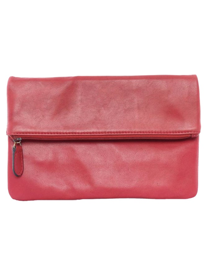 Alfa Leather Co. - Solid Pattern Fold Over Clutch Bag Burgundy - Image 1