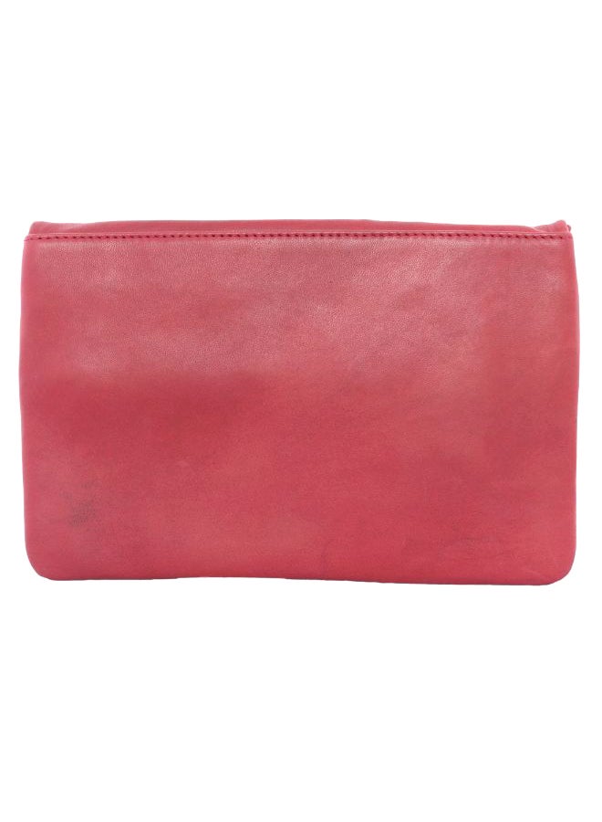 Alfa Leather Co. - Solid Pattern Fold Over Clutch Bag Burgundy - Image 1
