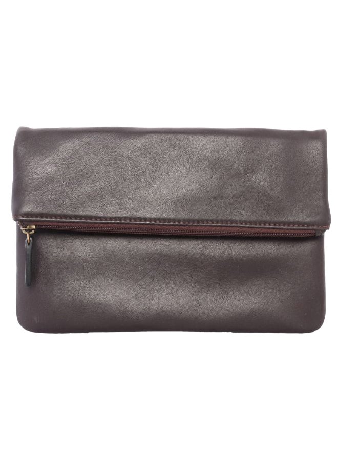 Alfa Leather Co. Solid Pattern Fold Over Clutch Bag Black - Image 1