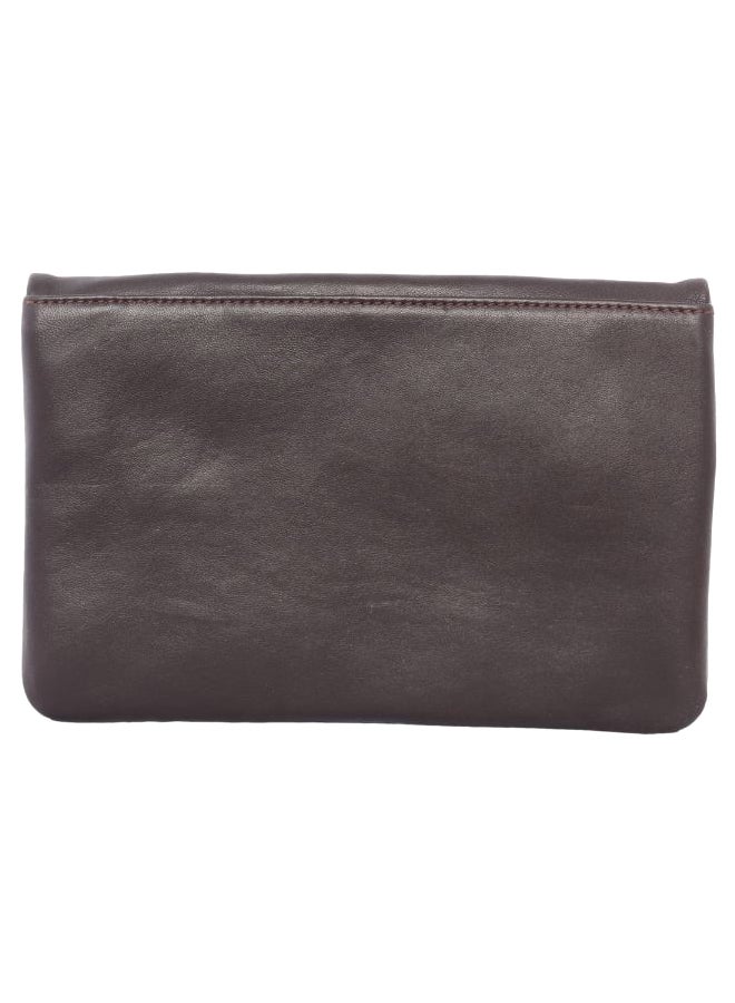 Alfa Leather Co. Solid Pattern Fold Over Clutch Bag Black - Image 2