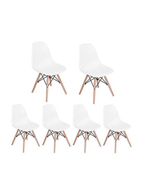 6-Piece Mid-century Style Dinning Chair White/Brown