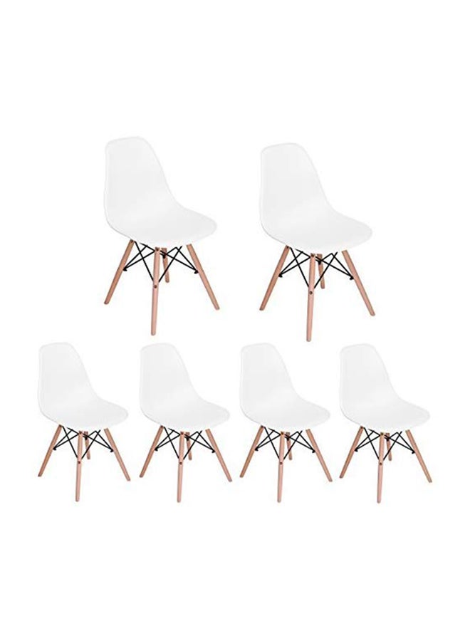 HOMY CASA - 6-Piece Mid-century Style Dinning Chair White/Brown - Image 1