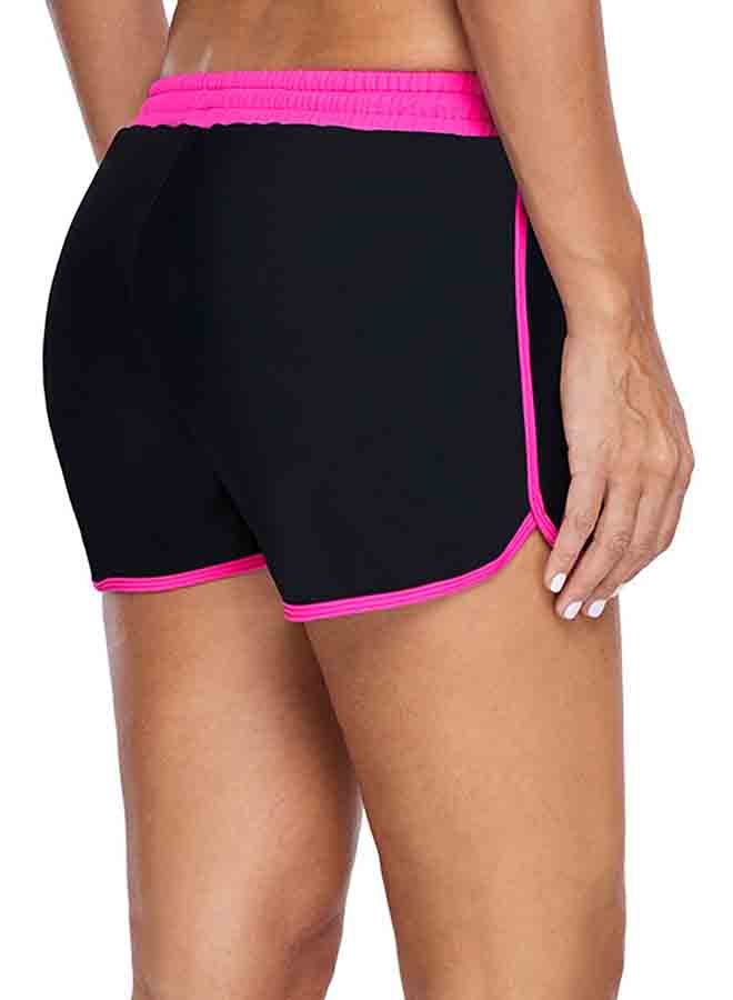 Swimsuit Solid Elastic Casual Comfy Shorts Pink/Black - Image 3