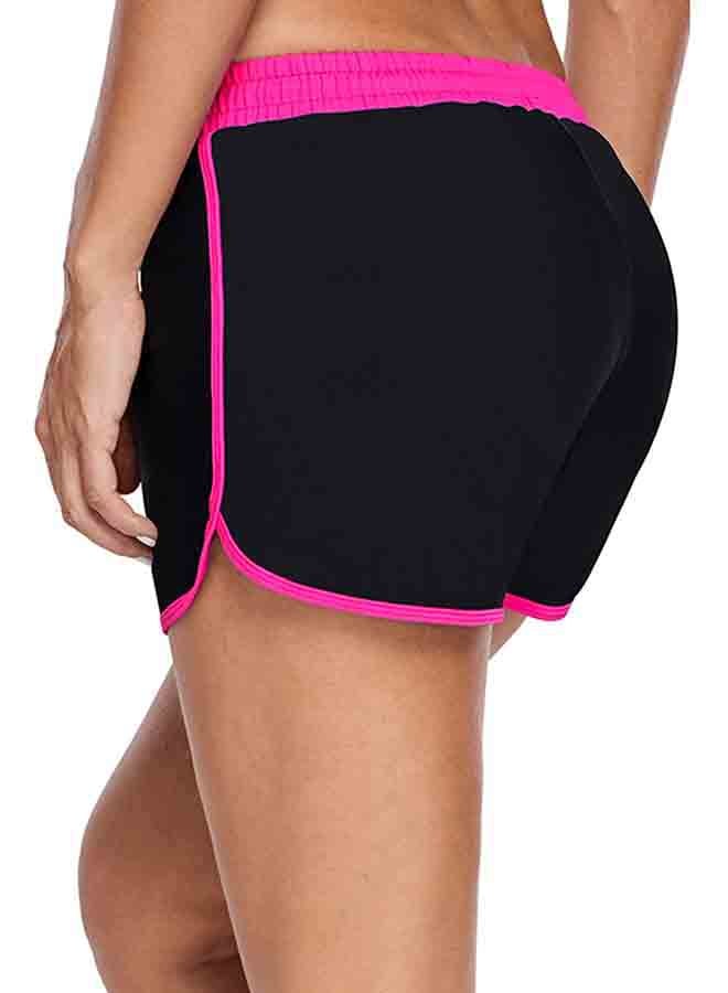 Swimsuit Solid Elastic Casual Comfy Shorts Pink/Black - Image 2