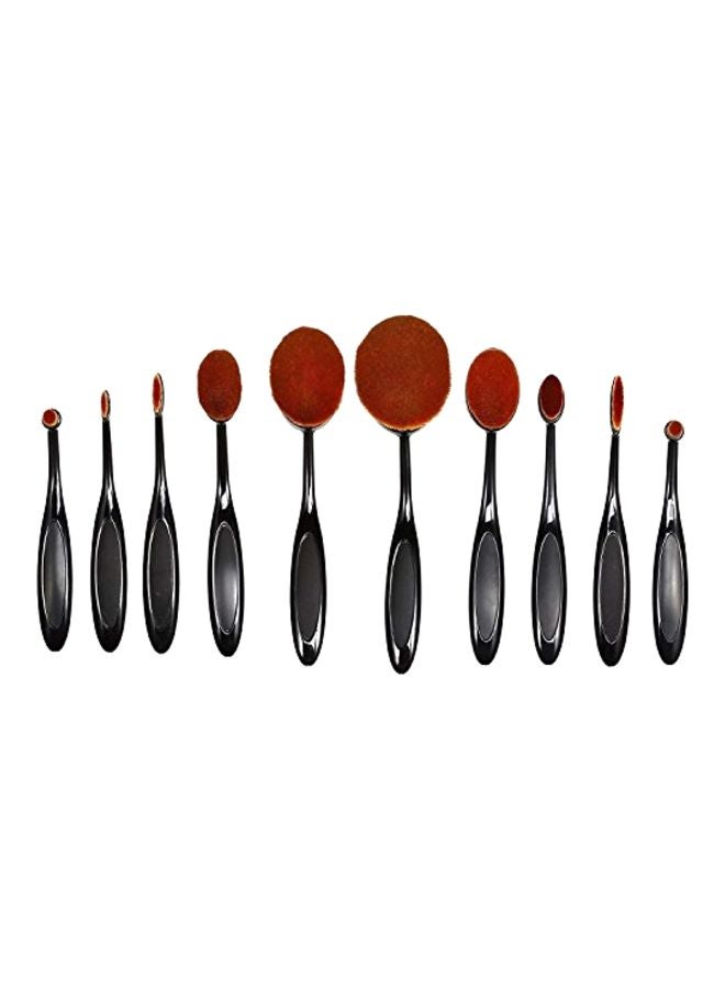 Mixbeauty - 10-Piece Makeup Brush Set Black/Brown - Image 1