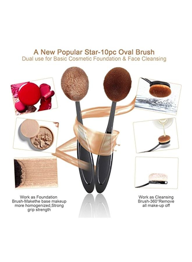 Mixbeauty - 10-Piece Makeup Brush Set Black/Brown - Image 1