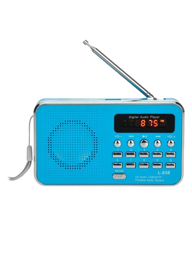 Generic Portable Mini Digital FM Radio Player L-938 Blue/Silver 