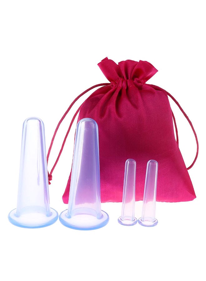 MagiDeal 4-Piece Vacuum Cupping Cups Massage Set With Bag Red/Clear  - Image 1