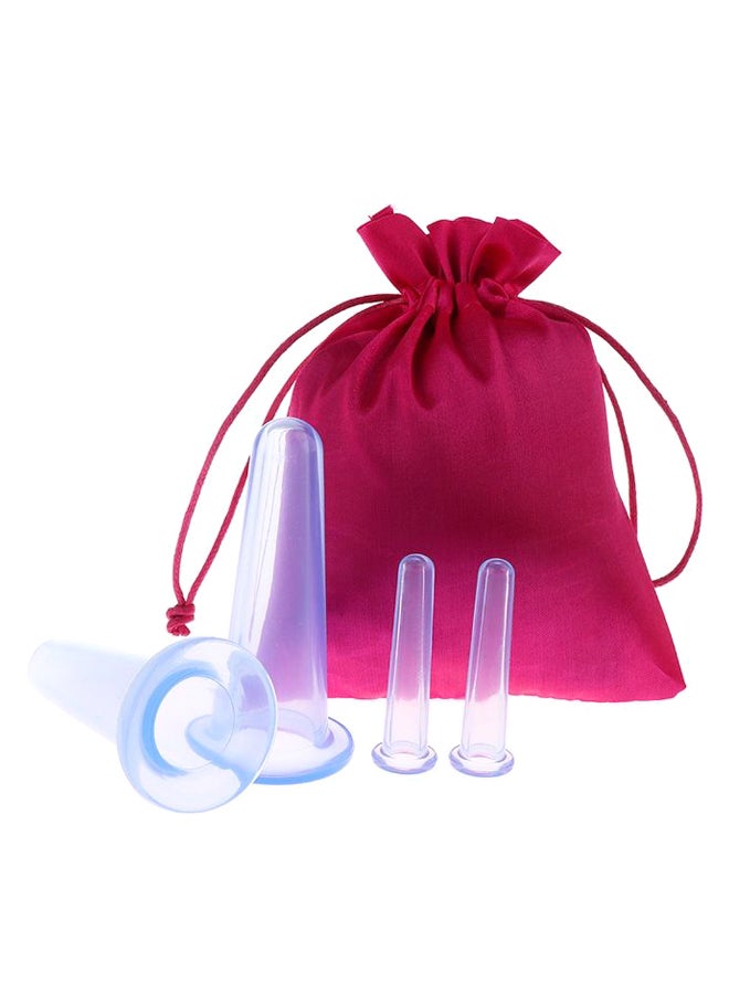 MagiDeal 4-Piece Vacuum Cupping Cups Massage Set With Bag Red/Clear  - Image 2