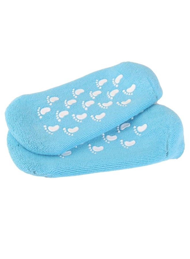Moradiya fresh Pair Of Soft Touch Moisturizing Spa Gel Socks Blue/White