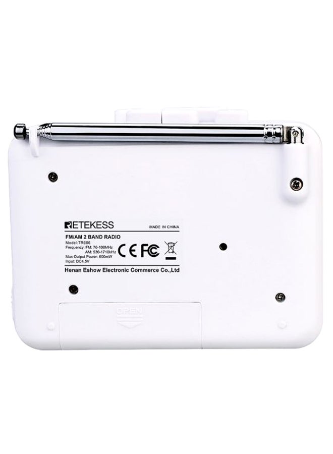 Generic Mini Portable Telescopic Antenna Radio TR606 Black/White/Silver  - Image 2