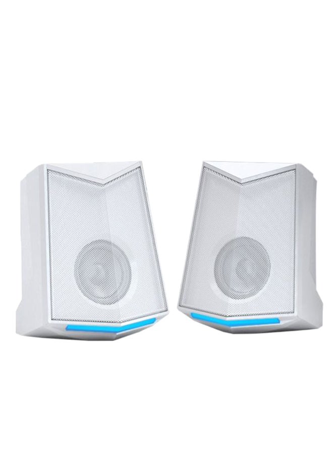 2-Piece Mini Portable USB Power Speaker Set White - Image 1