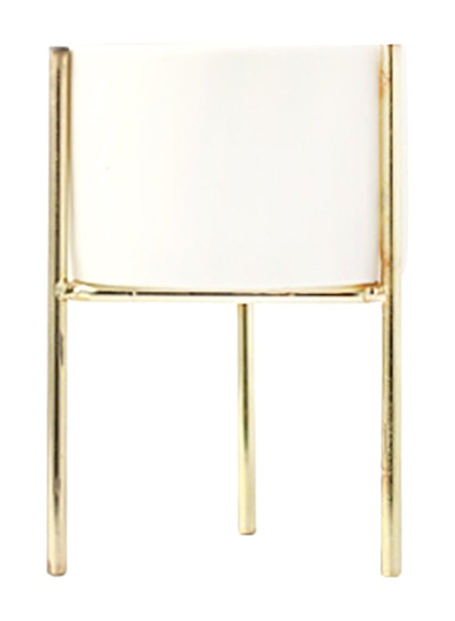 شاربدو وعاء للزراعة المائية مصنوع من السيراميك ومزود بحامل على شكل زهرة أبيض/ذهبي - Image 1