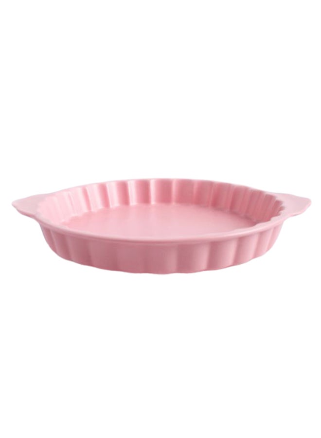 Sharpdo Chrysanthemum Ceramic Round Ovendish With Handle Pink 8inch  - Image 2