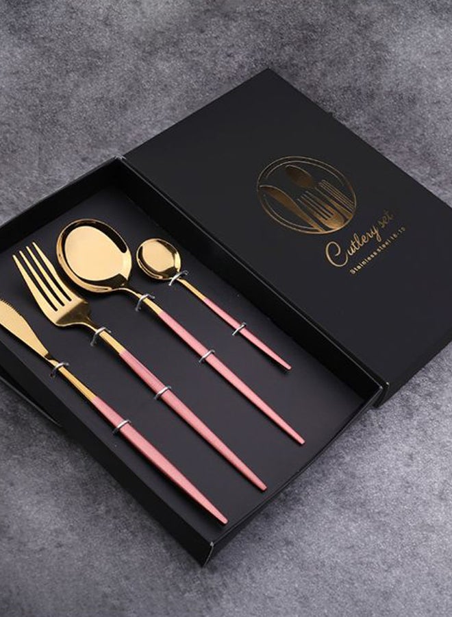 Sunhome 4-Piece Stainless Steel Cutlery Set Gold/Pink 220mm  - Image 2
