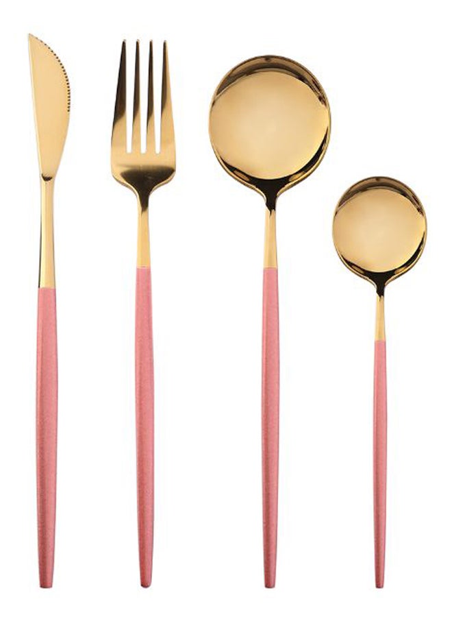 4-Piece Stainless Steel Cutlery Set Gold/Pink 220mm - v1576327739/N32624858A_1