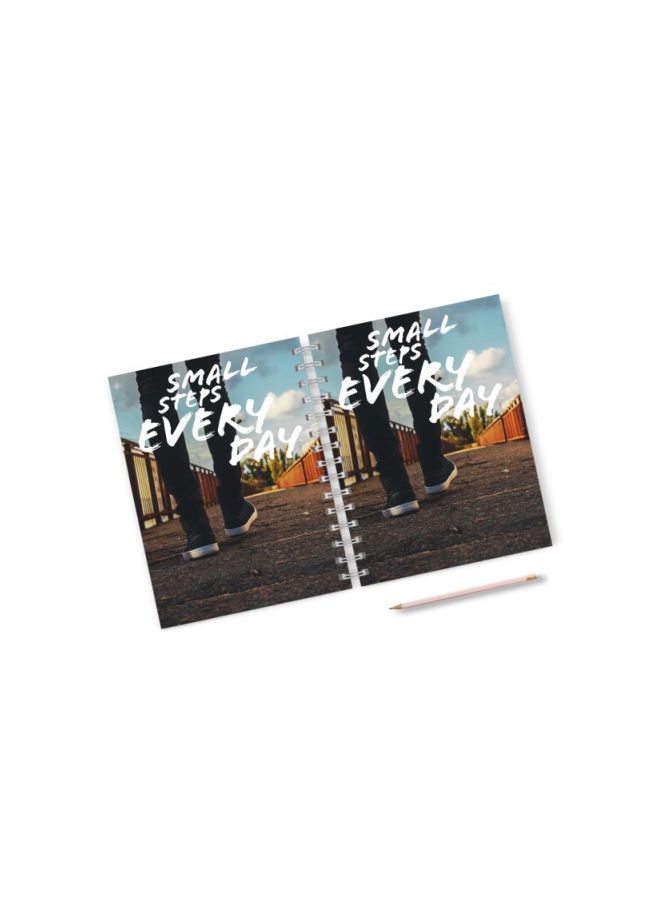 LOUD UNIVERSE - A5 Small Steps Motivation Printed Notebook Blue/Black/Brown - Image 1