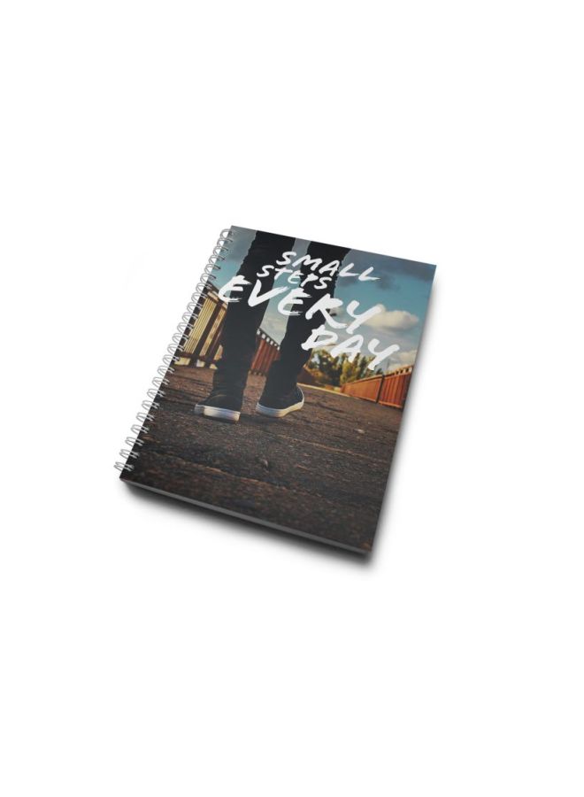 LOUD UNIVERSE - A5 Small Steps Motivation Printed Notebook Blue/Black/Brown - Image 1